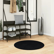 Vloerkleed rond Ø 80 cm zwart wasbaar