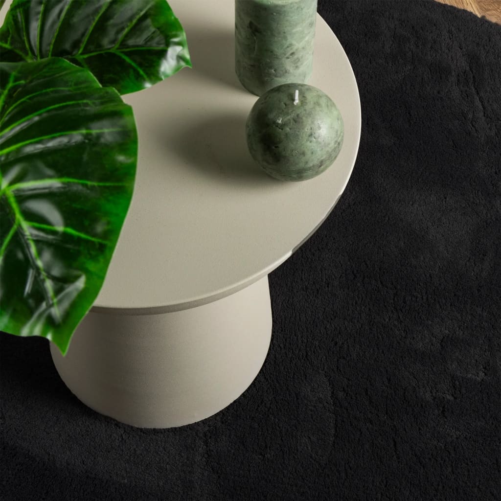 Vloerkleed Huarte Laagpolig Zacht Wasbaar Zwart Ø 100 cm