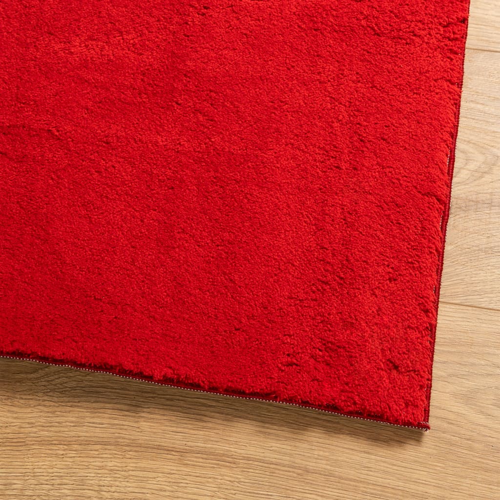 Vloerkleed HUARTE laagpolig zacht wasbaar 80x250 cm rood 80 x 250 cm