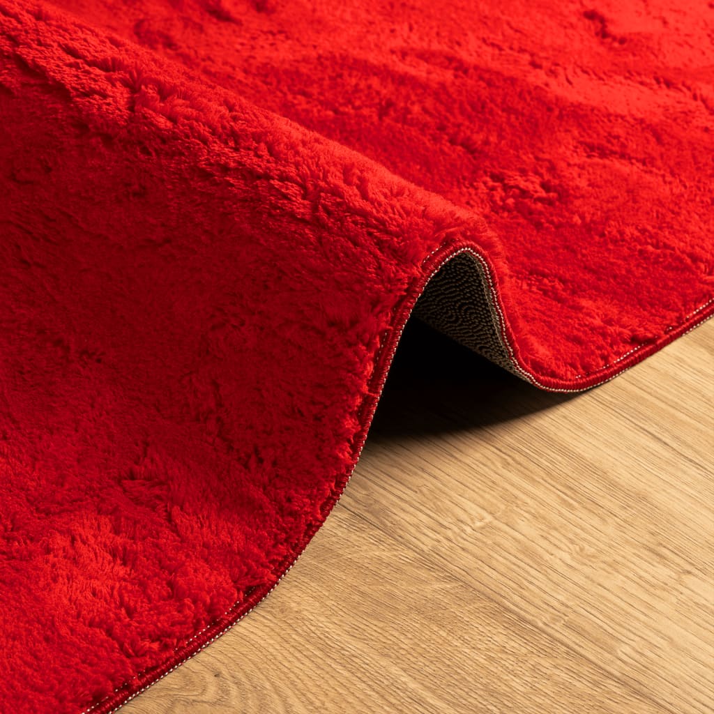Vloerkleed HUARTE laagpolig zacht wasbaar 80x250 cm rood 80 x 250 cm