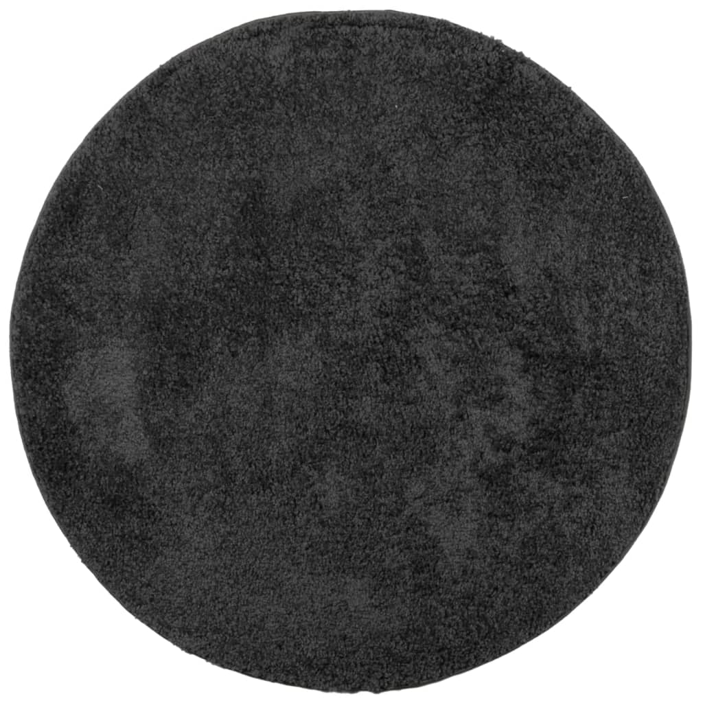 Vloerkleed Pamplona Shaggy Hoogpolig Modern Antraciet Ø 80 cm