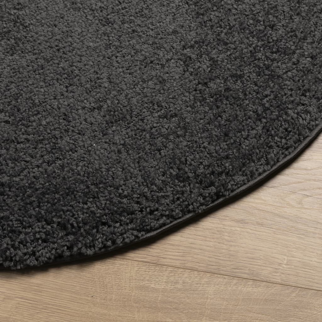 Vloerkleed Pamplona Shaggy Hoogpolig Modern Antraciet Ø 80 cm
