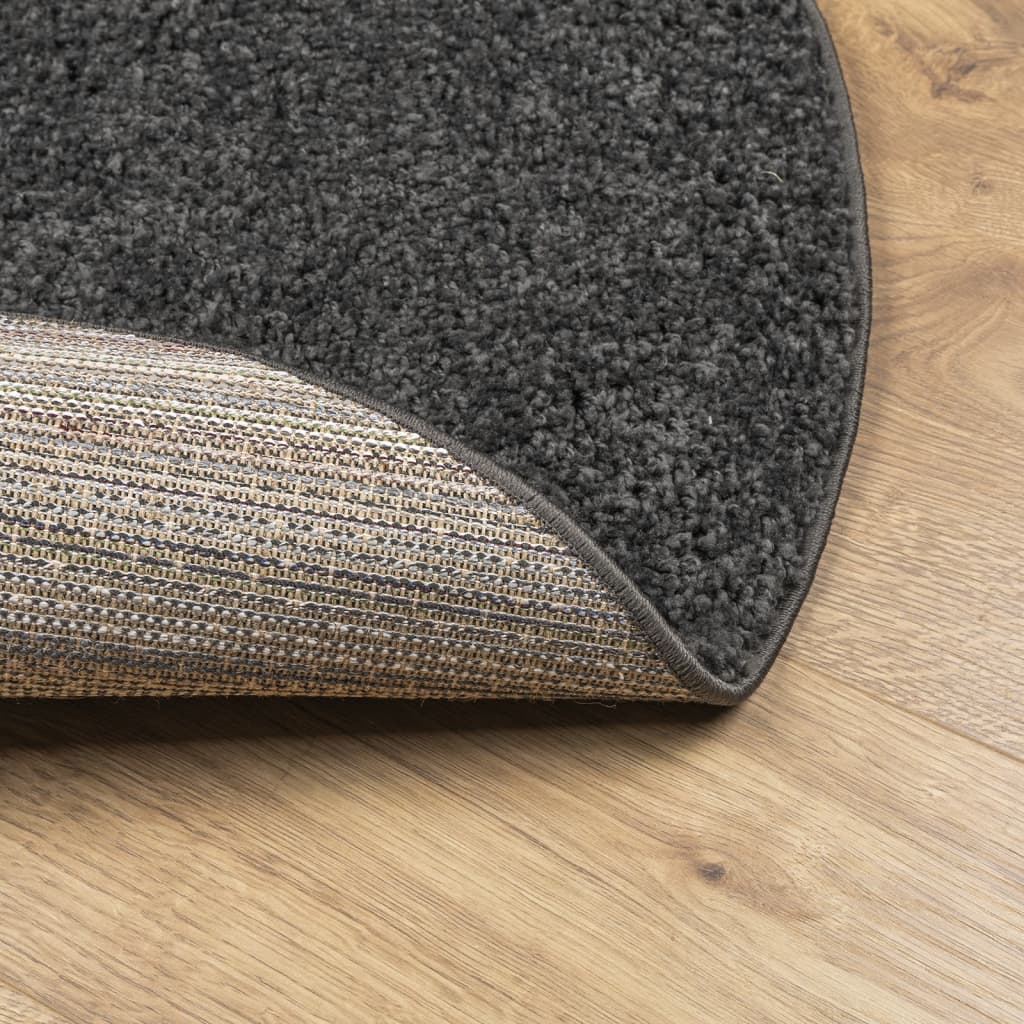 Vloerkleed Pamplona Shaggy Hoogpolig Modern Antraciet Ø 80 cm