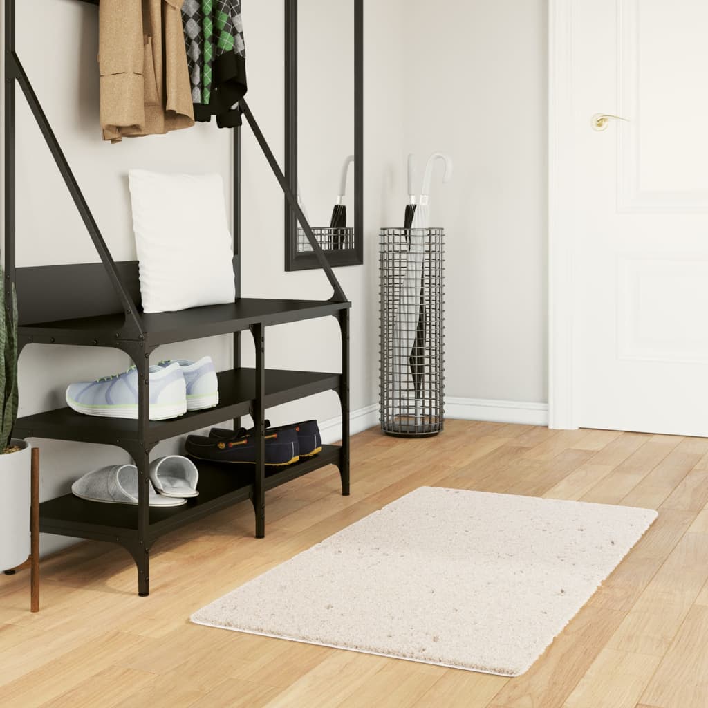 Vloerkleed Shaggy Hoogpolig Modern 60X110 Cm Crèmekleurig
