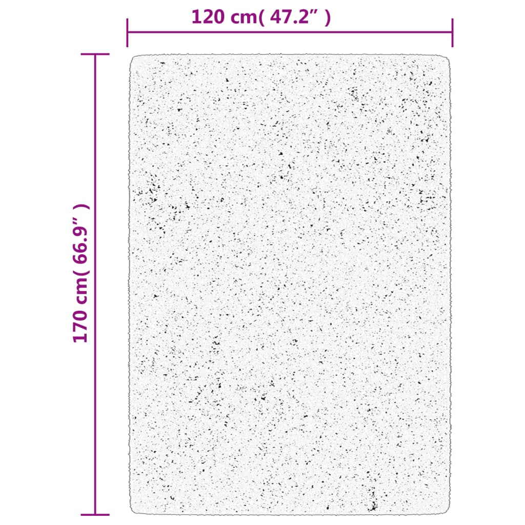 Vloerkleed Shaggy Hoogpolig Modern 120X170 Cm Crèmekleurig