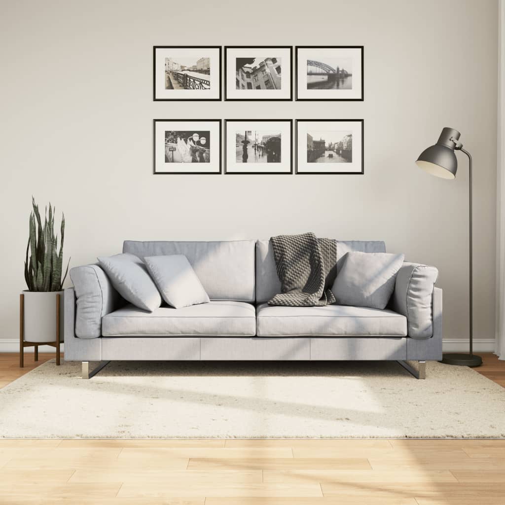 Vloerkleed Shaggy Hoogpolig Modern 140X200 Cm Crèmekleurig