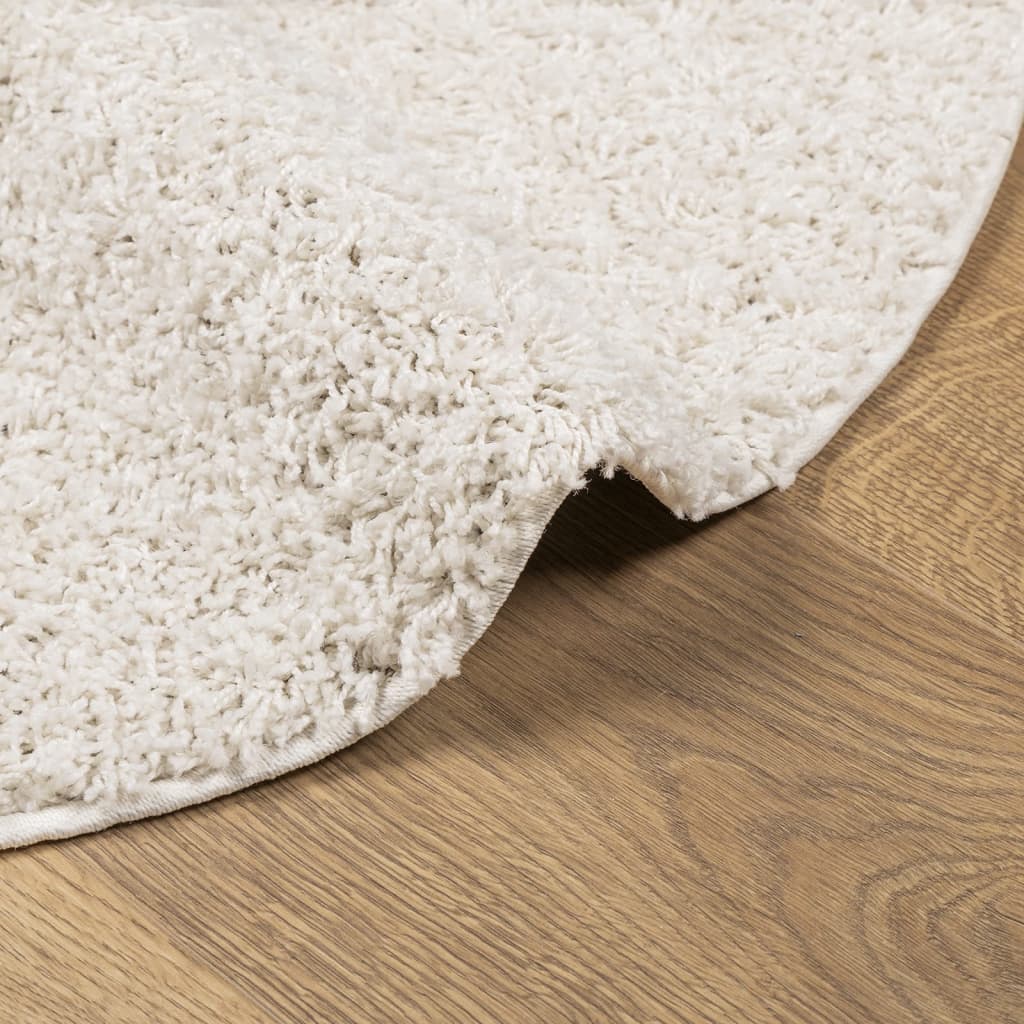 Vloerkleed PAMPLONA shaggy hoogpolig modern Ø 200 cm crèmekleur