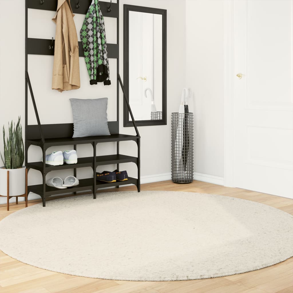 Vloerkleed PAMPLONA shaggy hoogpolig modern Ø 200 cm crèmekleur