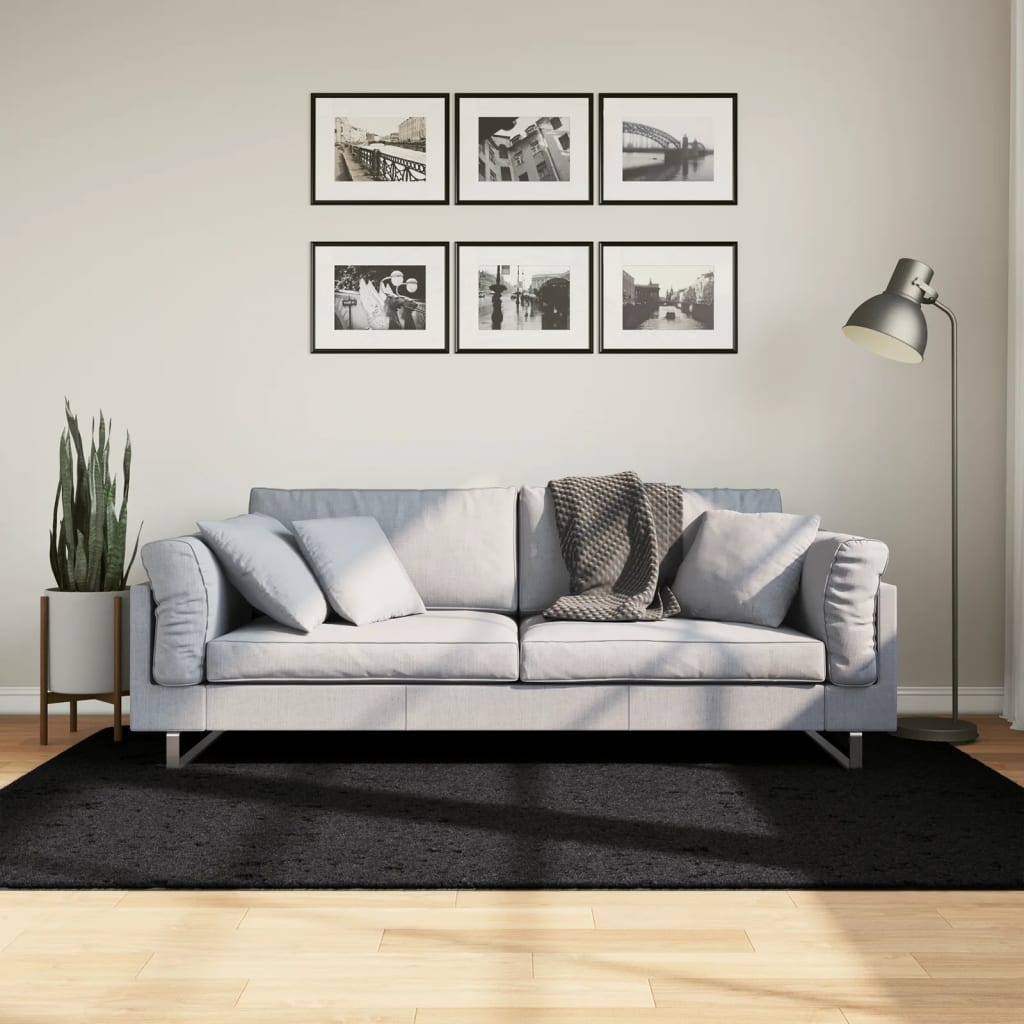 Vloerkleed Pamplona Shaggy Hoogpolig Modern 140X200 Cm Zwart