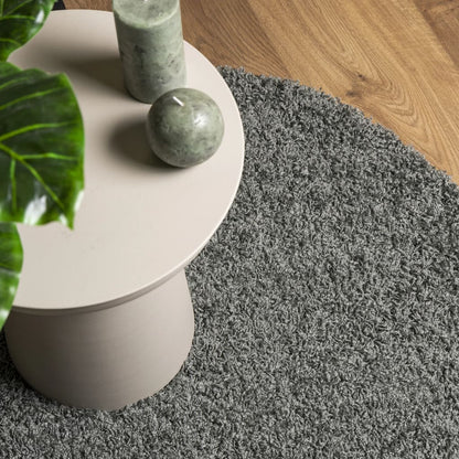 Vloerkleed Shaggy Hoogpolig Modern Ø 100 Cm Groen