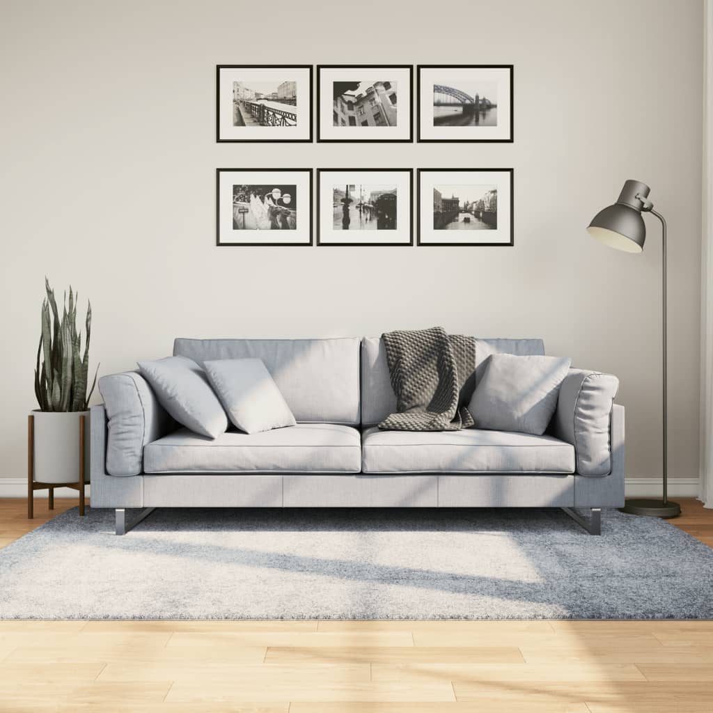 Vloerkleed Shaggy Hoogpolig Modern 140X200 Cm Blauw
