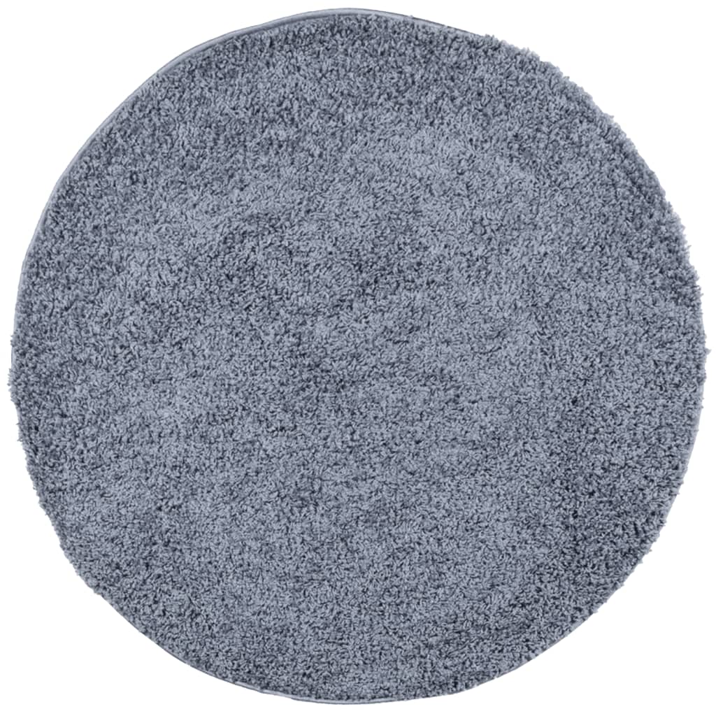 Vloerkleed Shaggy Hoogpolig Modern Ø 100 Cm Blauw