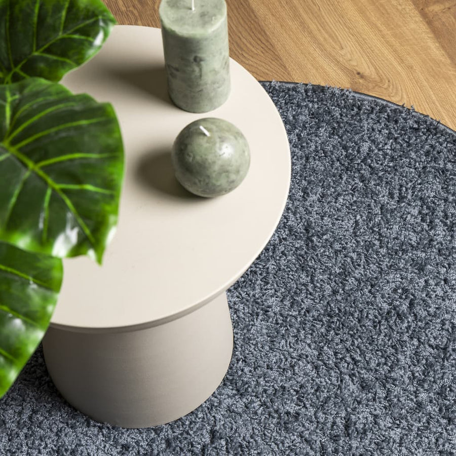 Vloerkleed Shaggy Hoogpolig Modern Ø 200 Cm Blauw