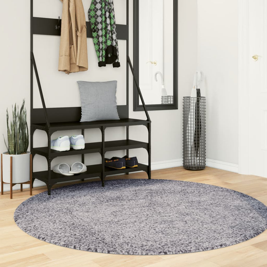 Vloerkleed Shaggy Hoogpolig Modern Ø 200 Cm Blauw