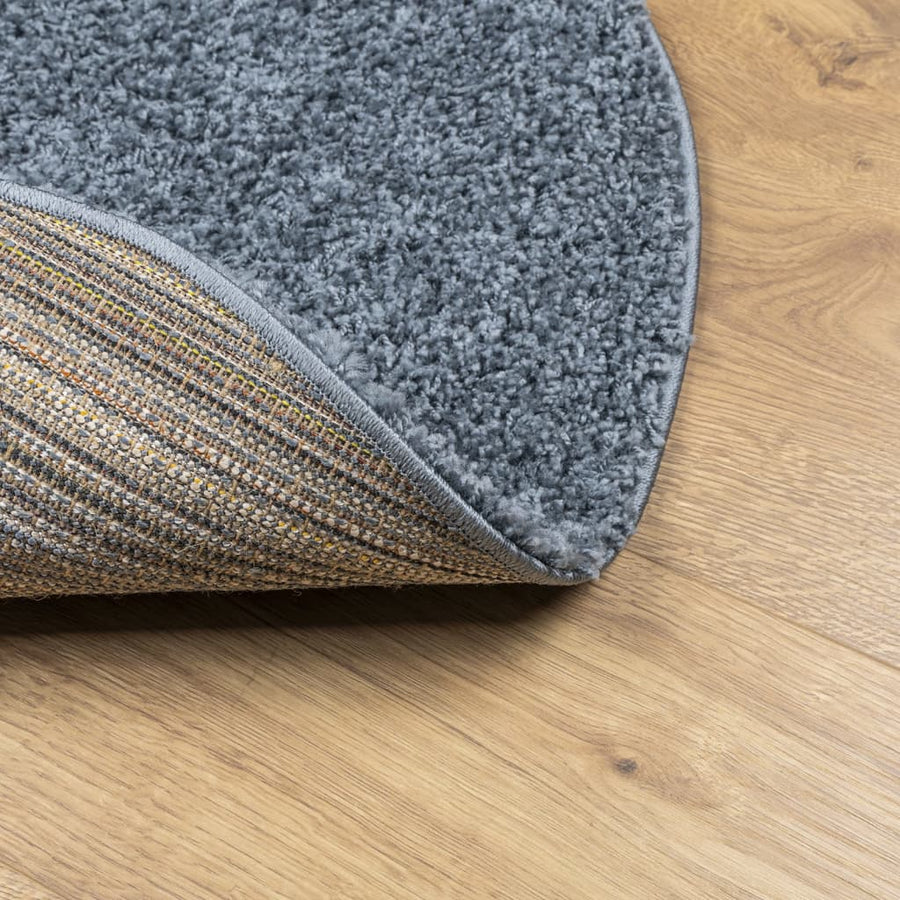 Vloerkleed Shaggy Hoogpolig Modern Ø 280 Cm Blauw