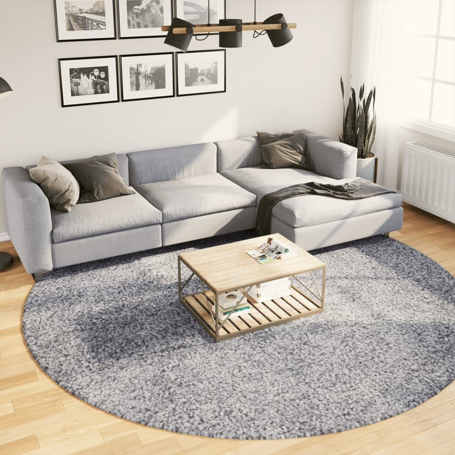 Vloerkleed Shaggy Hoogpolig Modern Ø 280 Cm Blauw