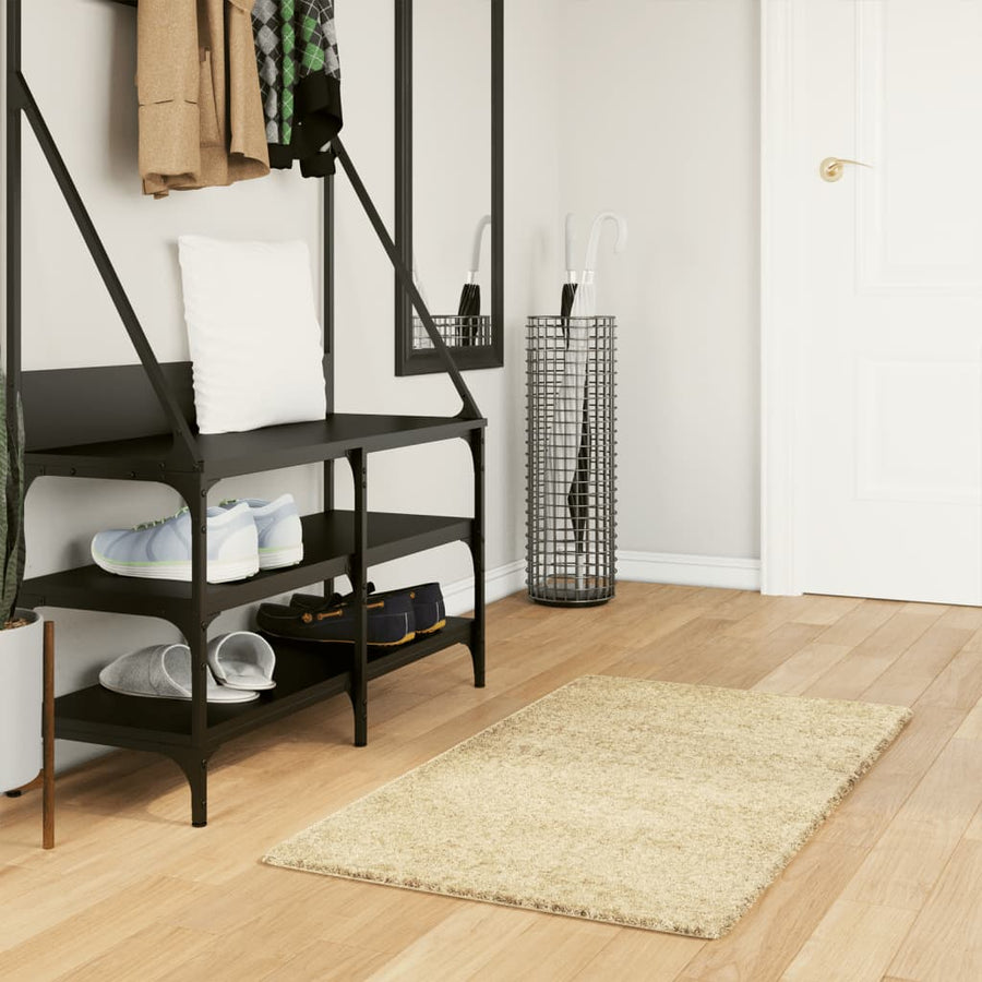 Vloerkleed Shaggy Hoogpolig Modern 60X110 Cm Goudkleurig