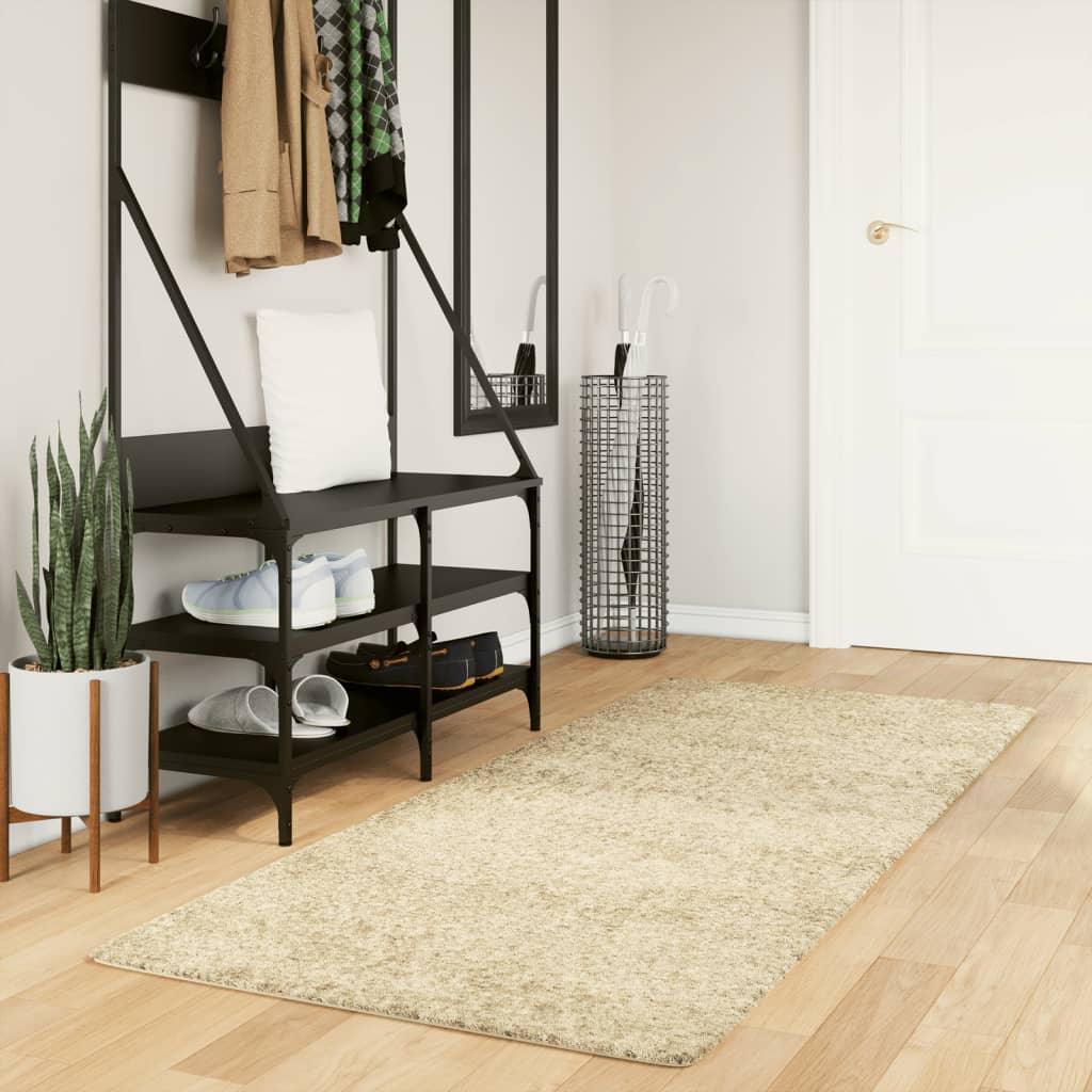 Vloerkleed Shaggy Hoogpolig Modern 80X200 Cm Goudkleurig