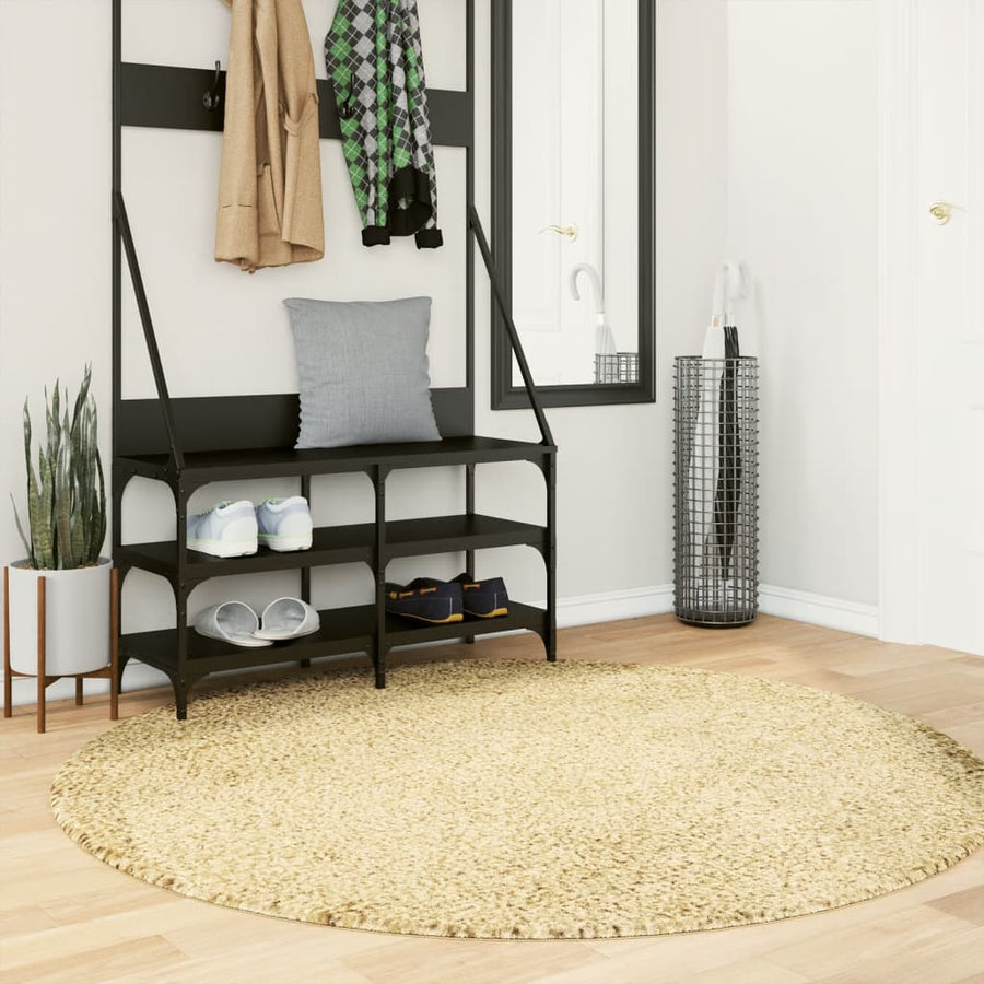 Vloerkleed Shaggy Hoogpolig Modern Ø 160 Cm Goudkleurig