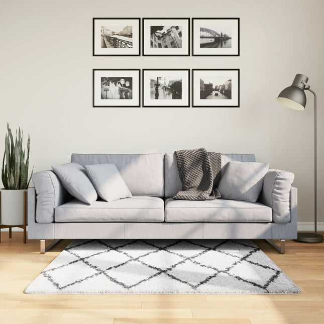 Vloerkleed shaggy hoogpolig modern 120x120 cm crème en zwart 120 x 120 cm