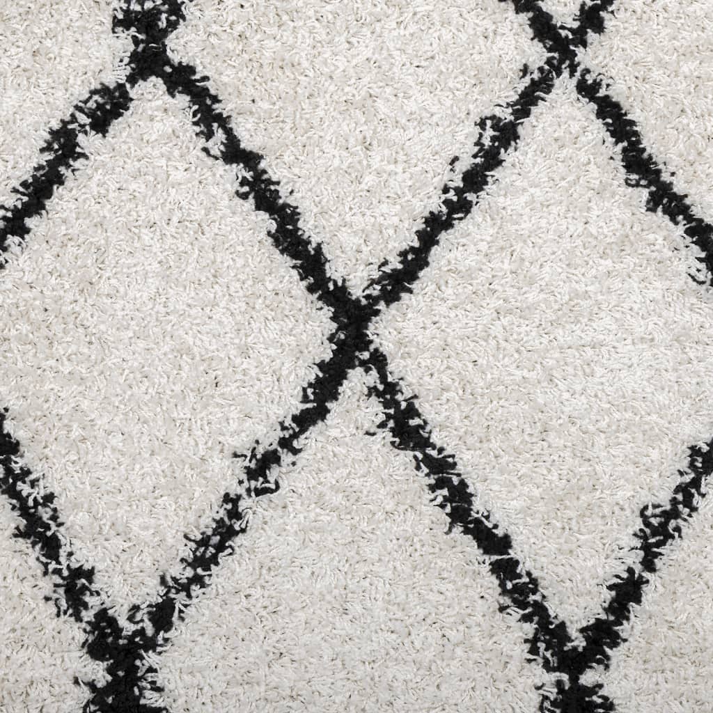 Vloerkleed Pamplona Shaggy Hoogpolig Crème En Crèmekleurig En Zwart Ø 80 cm