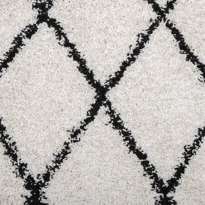 Vloerkleed Pamplona Shaggy Hoogpolig Crème En Crèmekleurig En Zwart Ø 80 cm