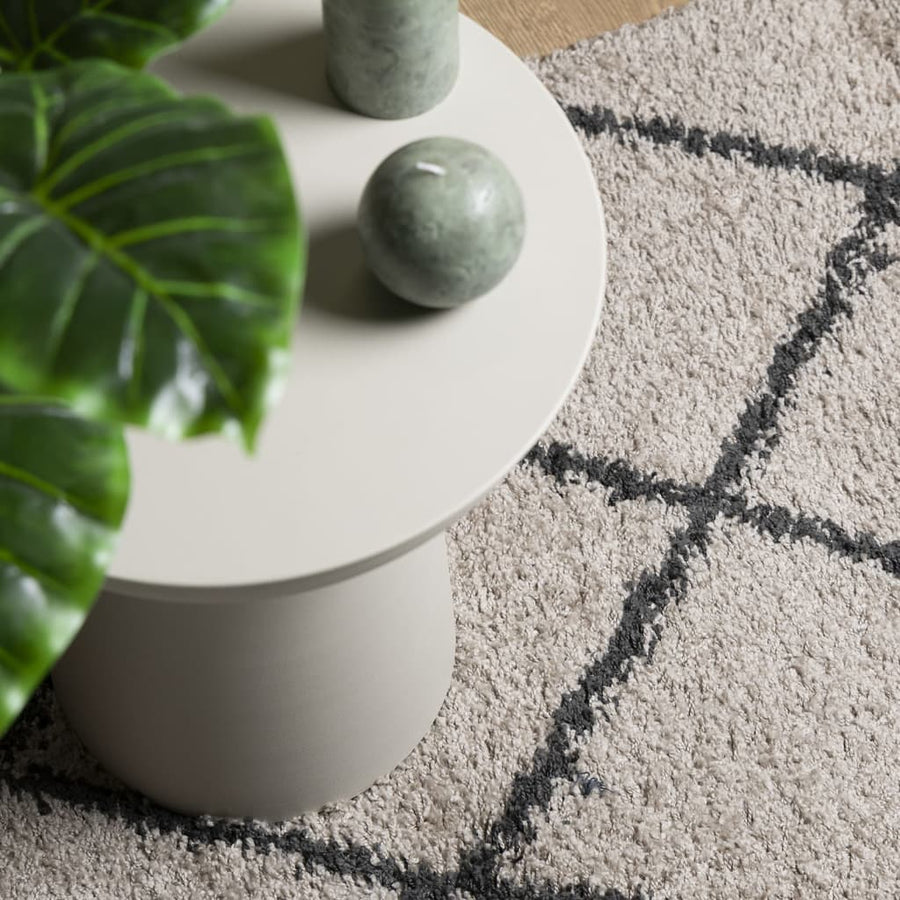 Vloerkleed PAMPLONA shaggy hoogpolig 80x250 cm beige antraciet