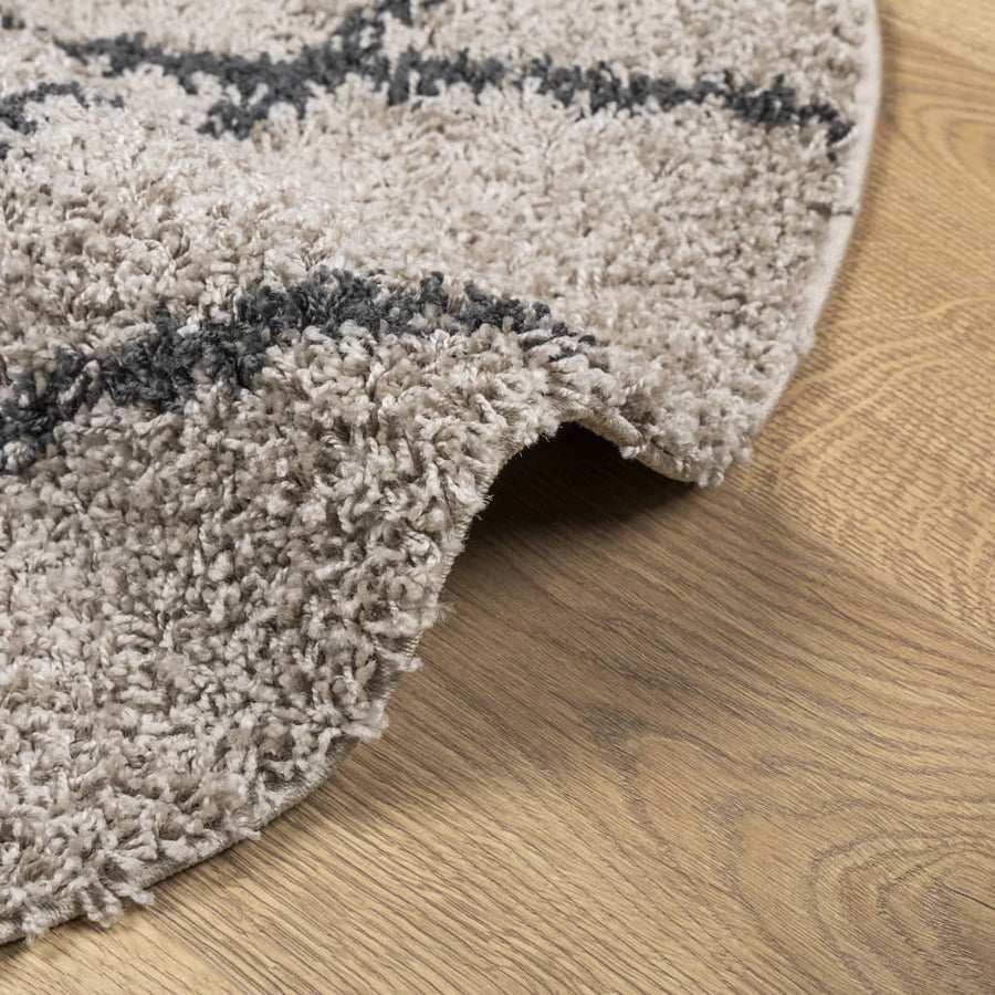 Vloerkleed Shaggy Hoogpolig Modern Ø 80 Cm Beige En Antraciet ? 80 cm