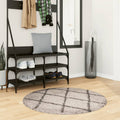 Vloerkleed PAMPLONA shaggy hoogpolig Ø 100 cm beige antraciet
