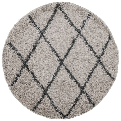 Vloerkleed Pamplona Shaggy Hoogpolig Ø 120 Cm Beige Antraciet