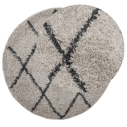 Vloerkleed Pamplona Shaggy Hoogpolig Ø 120 Cm Beige Antraciet