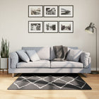 Vloerkleed shaggy hoogpolig 120x120 cm zwart crème