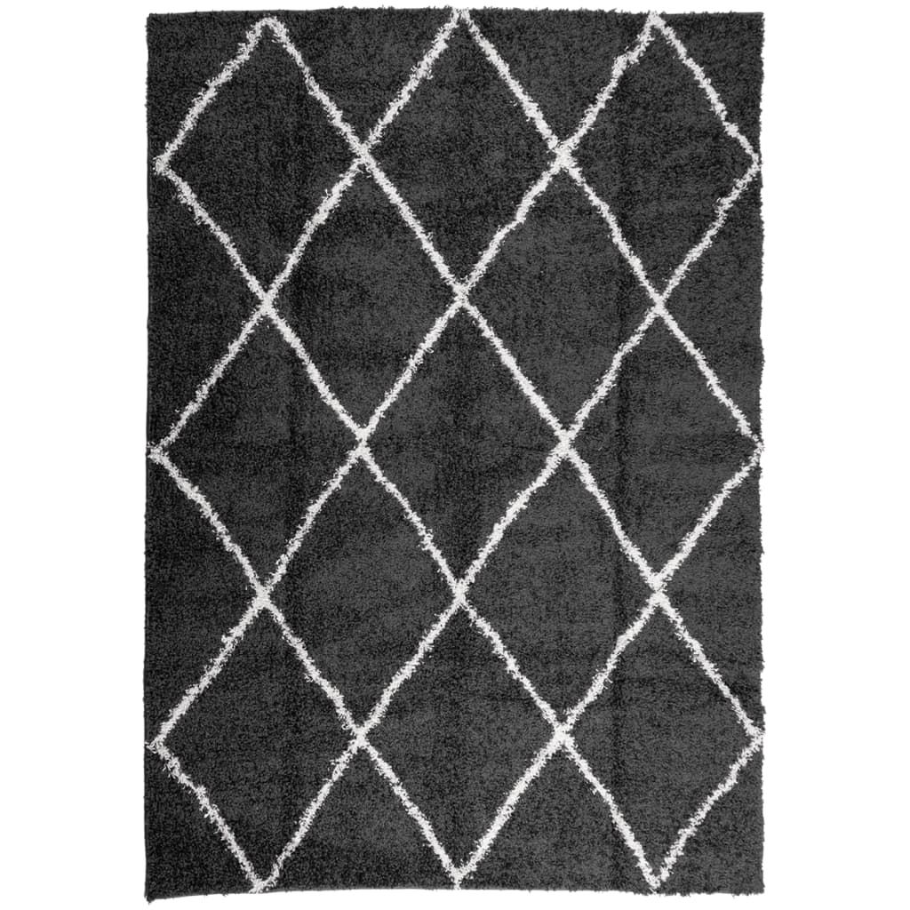 Vloerkleed Shaggy Hoogpolig Modern 120X170 Cm Zwart En Crème
