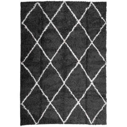 Vloerkleed Shaggy Hoogpolig Modern 120X170 Cm Zwart En Crème