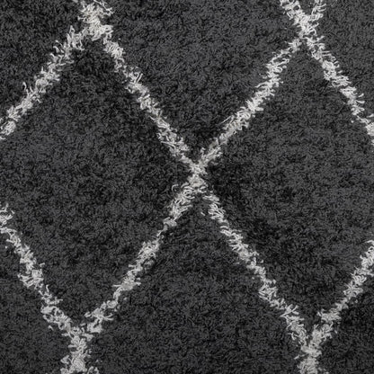 Vloerkleed Shaggy Hoogpolig Modern 140X200 Cm Zwart En Crème