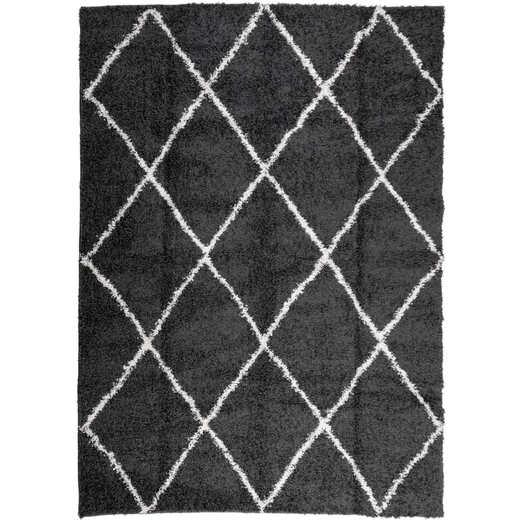 Vloerkleed Shaggy Hoogpolig Modern 200X280 Cm Zwart En Crème