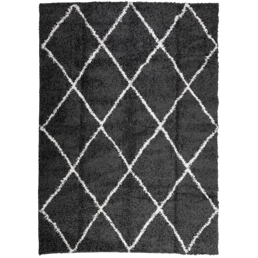 Vloerkleed Shaggy Hoogpolig Modern 200X280 Cm Zwart En Crème