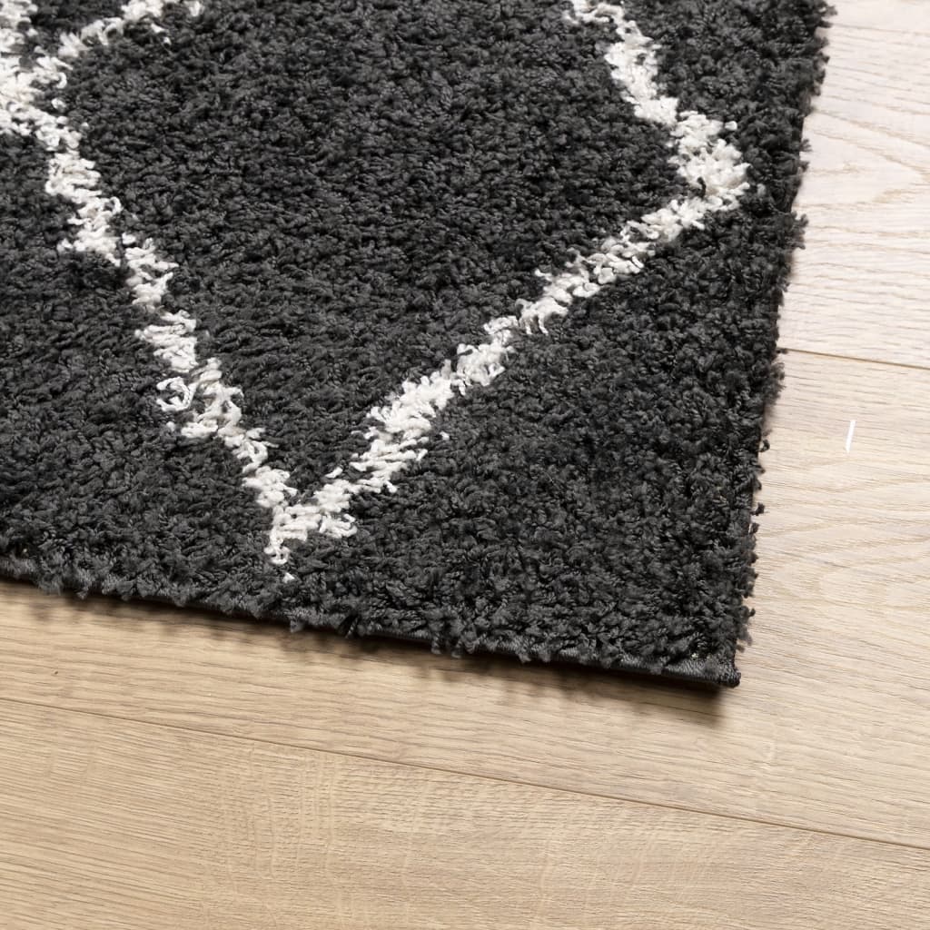 Vloerkleed Shaggy Hoogpolig Modern 200X280 Cm Zwart En Crème