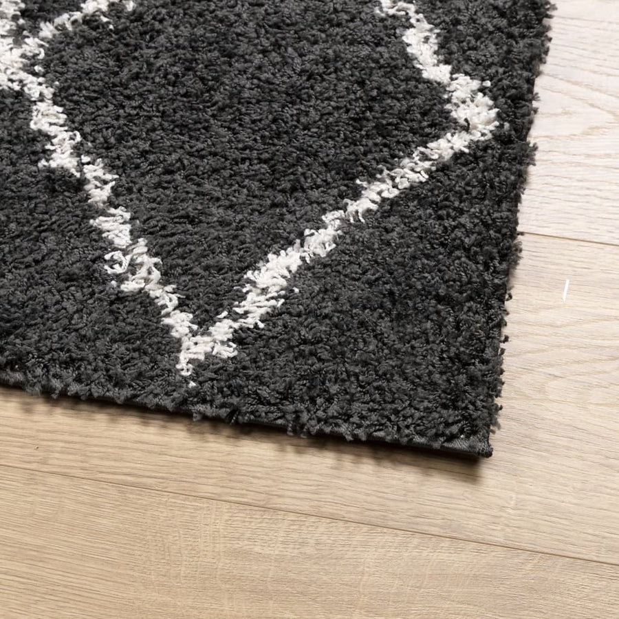 Vloerkleed Shaggy Hoogpolig Modern 200X280 Cm Zwart En Crème
