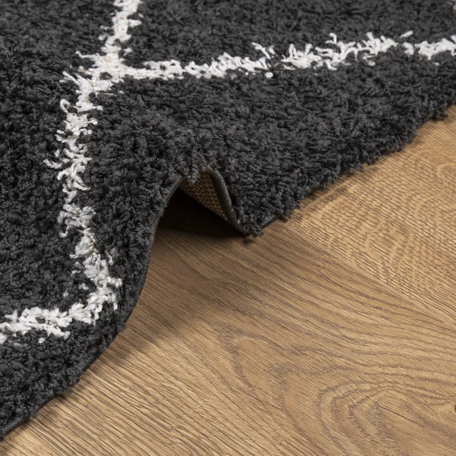 Vloerkleed Shaggy Hoogpolig Modern 200X280 Cm Zwart En Crème