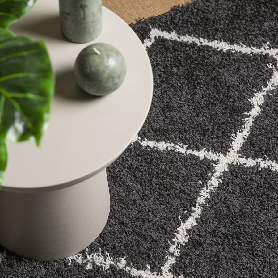 Vloerkleed Shaggy Hoogpolig Modern 200X280 Cm Zwart En Crème