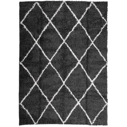 Vloerkleed Shaggy Hoogpolig Modern 240X340 Cm Zwart En Crème