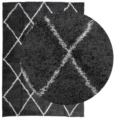Vloerkleed Shaggy Hoogpolig Modern 240X340 Cm Zwart En Crème