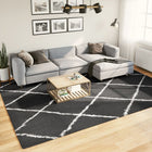 Vloerkleed shaggy hoogpolig 240x340 cm zwart crème