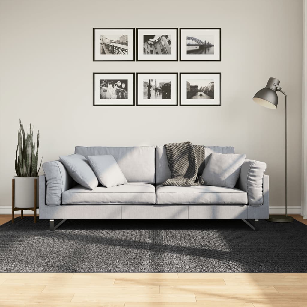 Vloerkleed Iza Laagpolig Scandinavisch 160 x 230 cm Antraciet