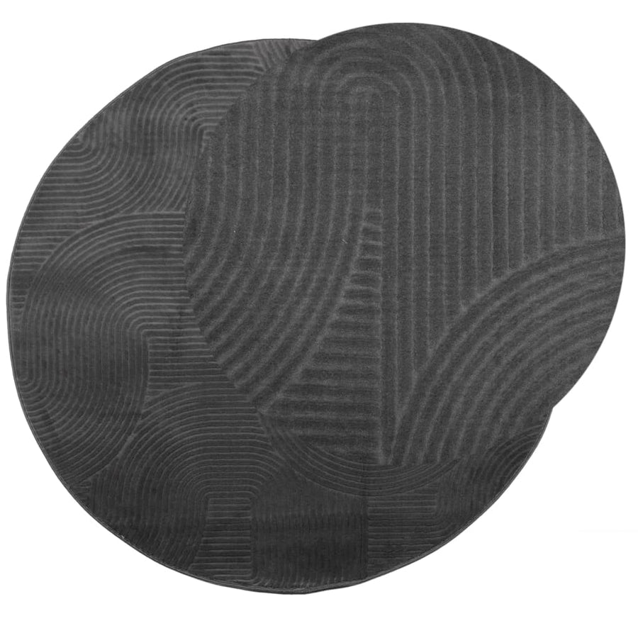 Vloerkleed IZA laagpolig Scandinavisch Ø 80 cm antraciet