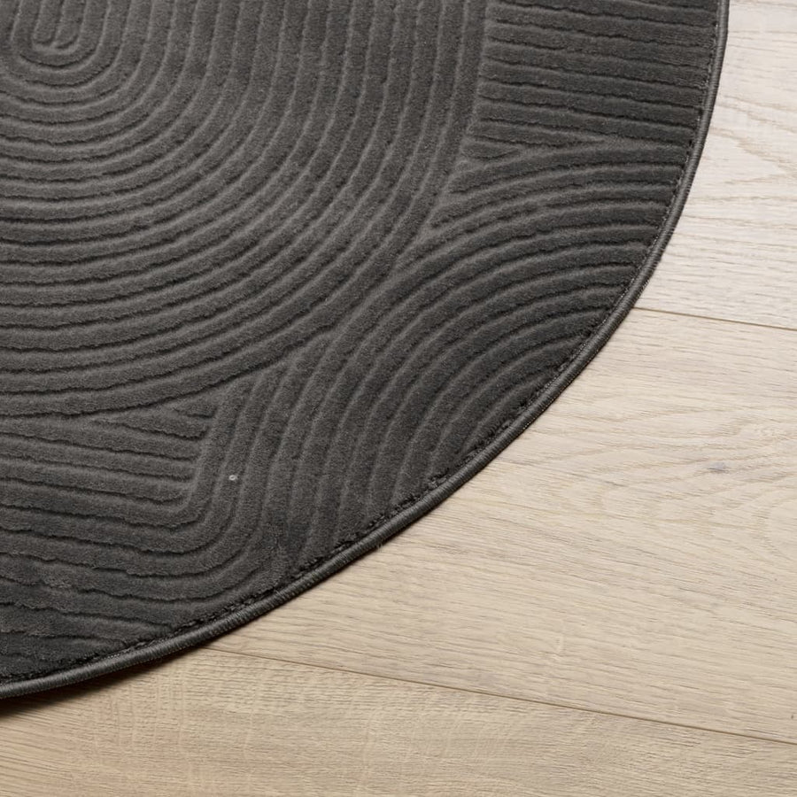 Vloerkleed IZA laagpolig Scandinavisch Ø 80 cm antraciet