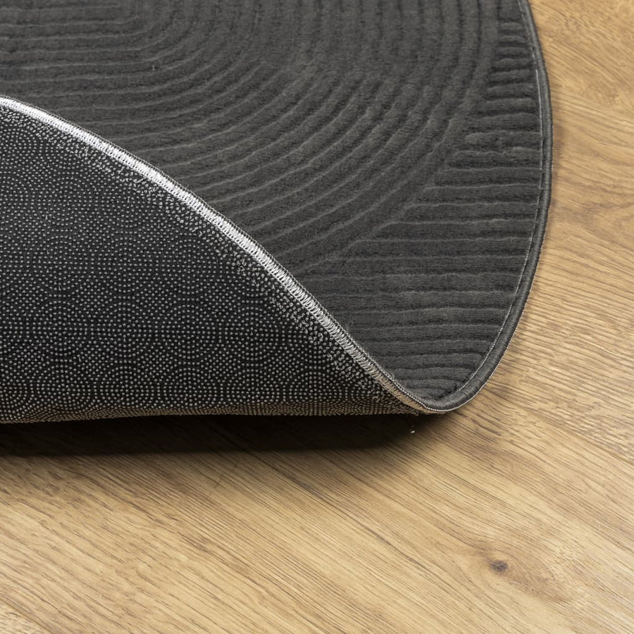 Vloerkleed IZA laagpolig Scandinavisch Ø 80 cm antraciet