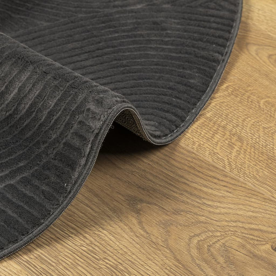 Vloerkleed IZA laagpolig Scandinavisch Ø 80 cm antraciet