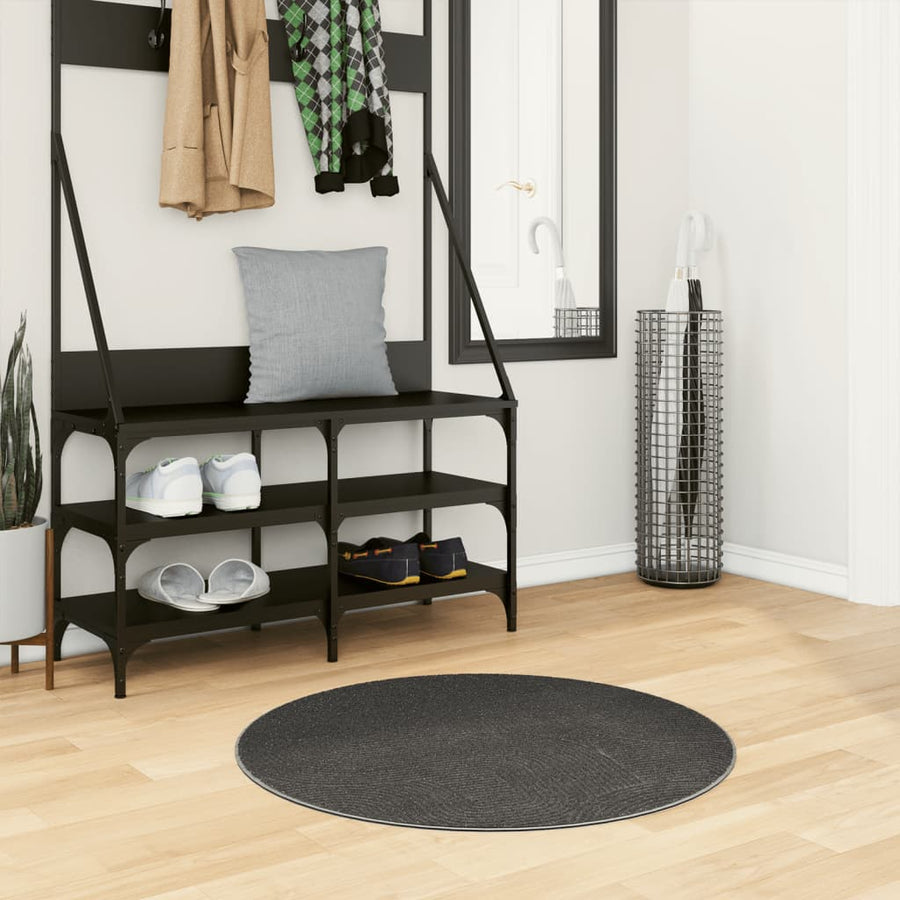 Vloerkleed IZA laagpolig Scandinavisch Ø 80 cm antraciet